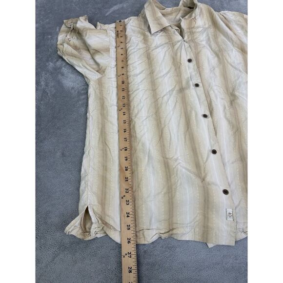 Tommy Bahama Silk Short Sleeve Button Down Shirt Men's Size Large Yellow - Picture 8 of 9